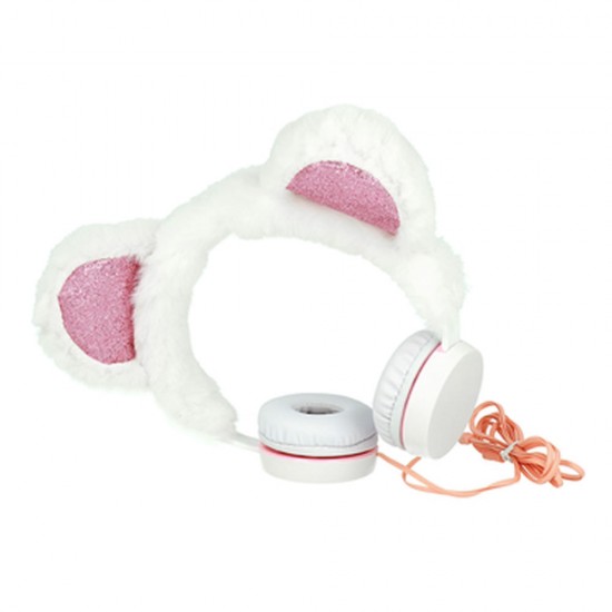 Earphone Gjby Plush Bear White Stereo 1.5m/3.5mm Aux With Microphone