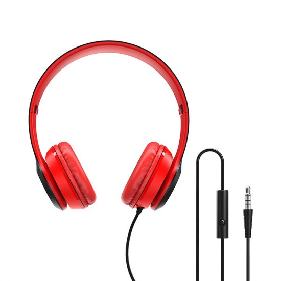 Auscultador Borofone Star Sound Bo5 Vermelho 3.5mm Com Fio 1.2m