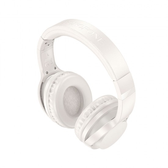 Auscultador Borofone Bo25 Branco 40mm Sem Fio Bluetooth E Aux