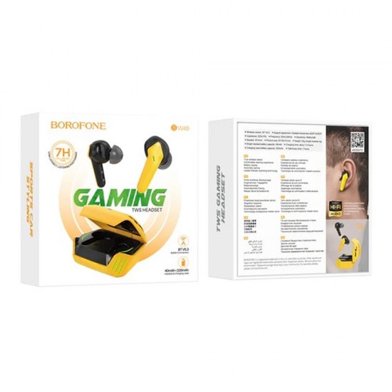 Earbuds Borofone Bw49 Amarelo Gaming Tws