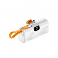 WUW Y134 White 5000mAh 1 Input Type-C 2 Output Type-C/Lightning Power Bank