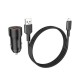 Carregador De Isqueiro Borofone Bz19 Preto Dual Port Usb Para Iphone 12w Lightning Cable