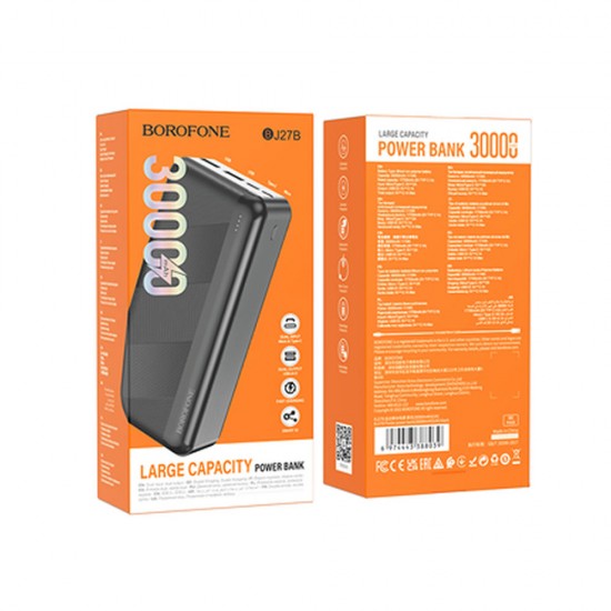 Borofone BJ27B Black 30000mAh 2 Input Micro And Type-C/2 USB Output Power Bank