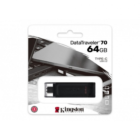 Pendrive Kingston Data Traveler 70 64gb Preto Usb 3.2 Type-C