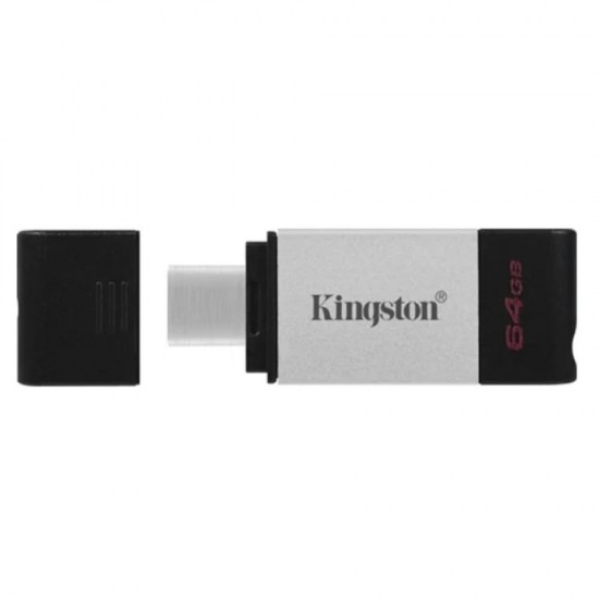 Pendrive Kingston 64gb Prata 200mb/S, Type-C Usb 3.2 E Data Traveler 80