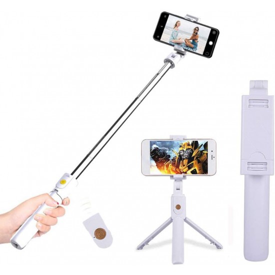 Selfie Stick New Science K07 Branco Com Tripé