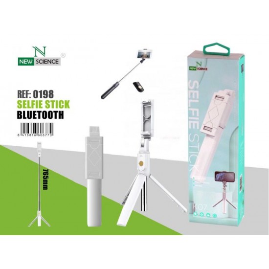 Selfie Stick New Science K07 Branco Com Tripé