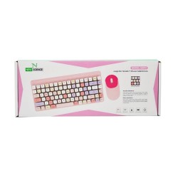 New Science QW02 Pink Wireless Keyboard With Mouse