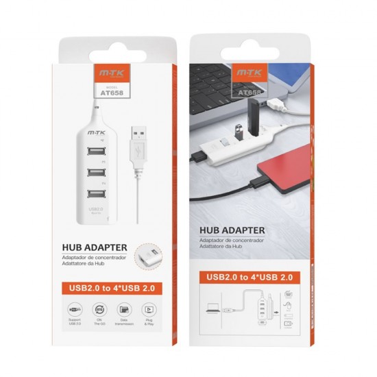 Usb 2.0 Hub Mtk At658 Branco 4 Ports