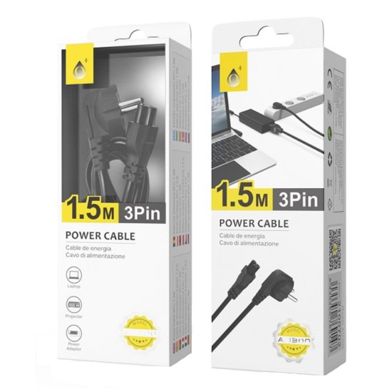 One Plus AU300 Black 3 Pin 1.5m Power Cable