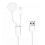 OEM Magnetic 2 in 1 Ref:7017 White For iPhone And iWatch Charger Cable