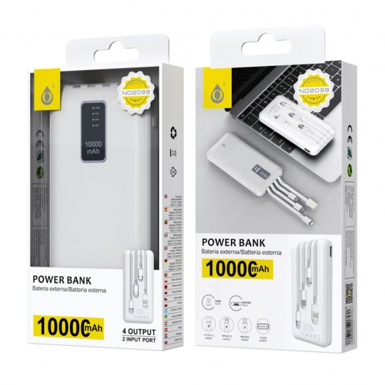 One Plus ND2039 White 10000mAh 4 Output 2 Input Port Power Bank