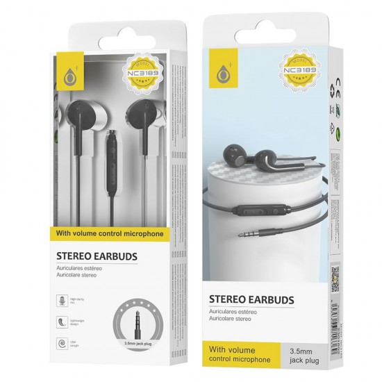 One Plus NC3189 Black 3.5mm Stereo Earphones