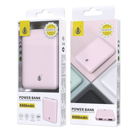 One Plus ND2041 Pink 6500mAh 2 Usb Power Bank