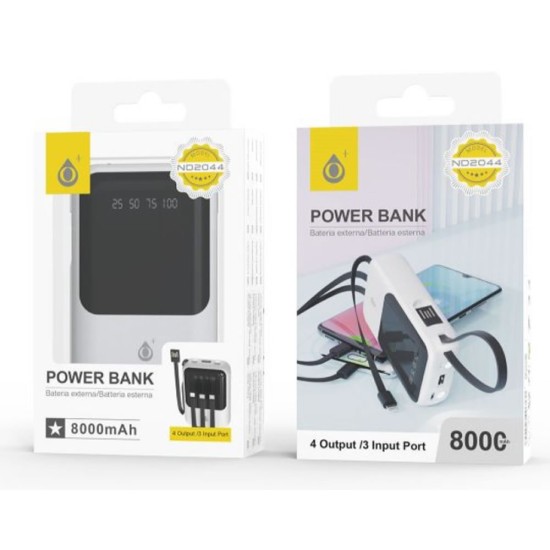 Power Bank One Plus Nd2044 Branco 8000mah 4 Output E Lanterna