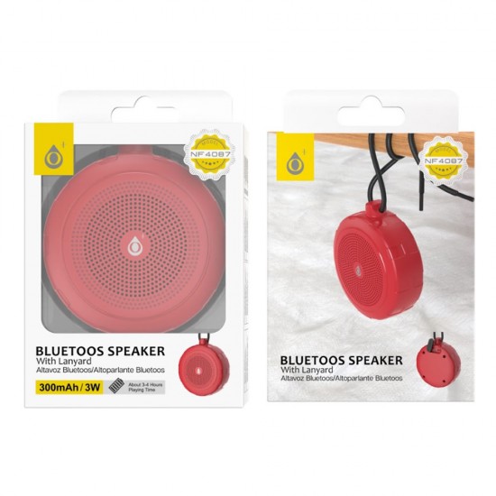 Mini Coluna Bluetooth One Plus Nf4087 Vermelho 300mah 3w