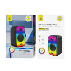 Mini Altavoz Bluetooth One Plus NF4096 Negro 800mAh 8W Wireless Con Luz LED/TWS BTS/USB/TF/FM