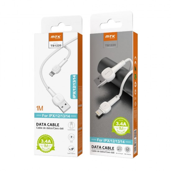 MTK TB1220 White USB Lightning Data Cable For 7/8/X/XR/11