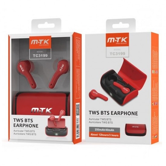 Earbuds Mtk Tc3199 Vermelho Tws/Bts