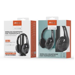 Auscultador Mtk Tc3213 Preto Wireless Headphone Para Tv/Dvd/Pc/Hi-Fi