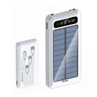 MTK TD2128 White 12000mAh 44.4Wh 4 Output/2 Input Power Bank With Solar Panel