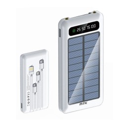 Power Bank Mtk Td2128 Branco 12000mah 44.4wh 4 Output/2 Input Com Painel Solar