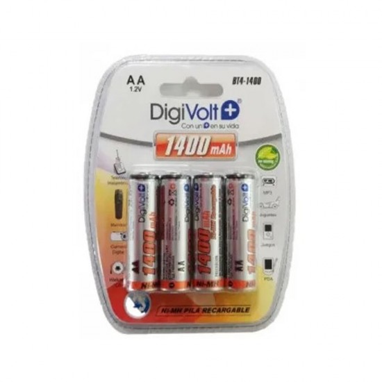 Pilhas Digivolt Bt4-1400 1400mah Aa 1.2v Recarregável