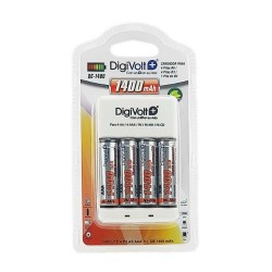 Carregador De Pilhas Digivolt Qc-1400 Branco 1400mah Para 4 Pilhas R6/R3/1 Pilha De 9v