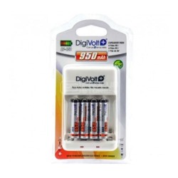 Carregador De Pilhas Digivolt Qc-950 Branco 950mah Para 4 Pilhas R6 Aa/4 Pilhas R3 Aaa/1 Pilha De 9v