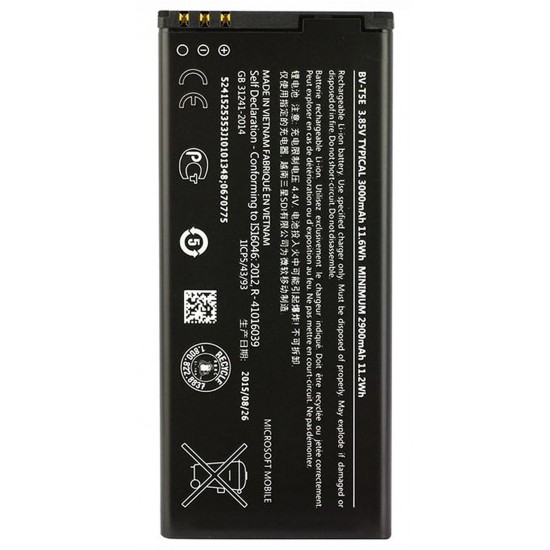 Battery Bv-T5e Microsoft Nokia Lumia 950 Ds  3000mah 11.6wh (Bulk)