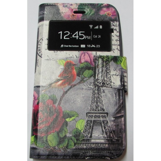 Capa Flip Cover Com Janela E Desenho Wiko Lenny Desenho Paris