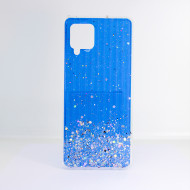 Capa Silicone Gel Liquido Glitter Samsung Galaxy A42 5g / A426 Azul Marinho