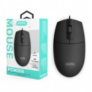 Mouse With Cable Usb Accetel Pcm208 Black 1200 Dpi, Comfortable E Light Weight