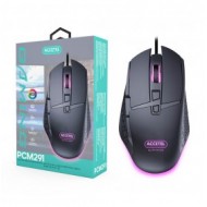 Mouse With Cable Usb Accetel Pcm291 Black Cable 1.8met. 4 Led Colores