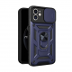 Apple Iphone 11 Blue Finger Ring TPU Silicone Case With Camera Protector And Sliding Window Apple Iphone 11 Blue Finger Ring TPU Silicone Case With Camera Protector And Sliding Window