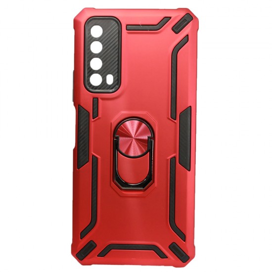 Capa Silicone Tpu Kickstand Heavy Duty Hibrid Huawei P Smart 2021 / Y7a Vermelho Anel De Dedo Anti-Choque Capa Silicone Tpu Kickstand Heavy Duty Hibrid Huawei P Smart 2021 / Y7a Vermelho Anel De Dedo Anti-Choque