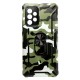 Capa Silicone Dura E Metal Com Anel De Dedo Samsung Galaxy A52 / A52s Desenho Militry Verde Kickstand Anti-Choque