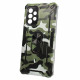 Capa Silicone Dura E Metal Com Anel De Dedo Samsung Galaxy A52 / A52s Desenho Militry Verde Kickstand Anti-Choque