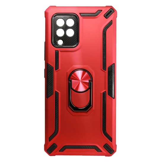 Capa Silicone Tpu Kickstand Heavy Duty Hibrid Samsung Galaxy A42 Vermelho Anel De Dedo Anti-Choque