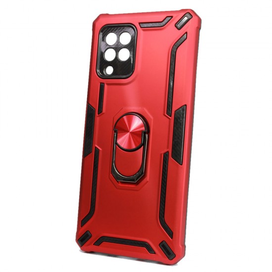 Capa Silicone Tpu Kickstand Heavy Duty Hibrid Samsung Galaxy A42 Vermelho Anel De Dedo Anti-Choque