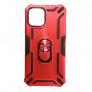 Capa Silicone Tpu Kickstand Heavy Duty Hibrid Apple Iphone 12 Pro Max Vermelho Anel De Dedo Anti-Choque