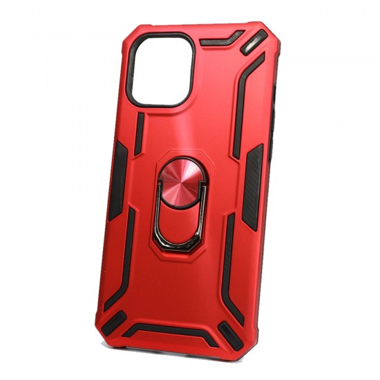 Tpu Kickstand Heavy Duty Hybrid Silicone Case Apple Iphone 12 Pro Max 6.7" Red Anti-shock Finger Ring