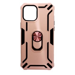 Capa Silicone Tpu Kickstand Heavy Duty Hibrid Apple Iphone 12 Pro Max 6.7" Rosado Anel De Dedo Anti-choque