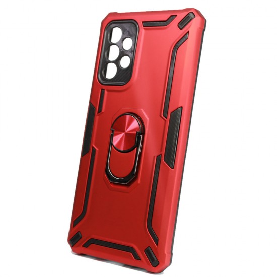 Capa Silicone Tpu Kickstand Heavy Duty Hibrid Samsung Galaxy A52 5G Vermelho Anel De Dedo Anti-Choque Capa Silicone Tpu Kickstand Heavy Duty Hibrid Samsung Galaxy A52 5G Vermelho Anel De Dedo Anti-Choque
