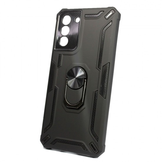 Capa Silicone Tpu Kickstand Heavy Duty Hibrid Samsung Galaxy S21 / S30 Preto Anel De Dedo Anti-Choque