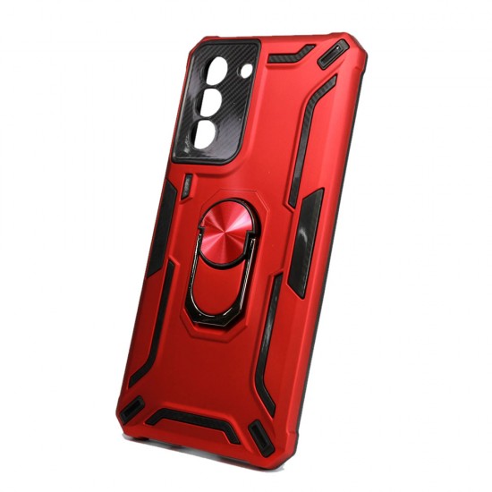 Capa Silicone Tpu Kickstand Heavy Duty Hibrid Samsung Galaxy S21/ S30 Vermelho Anel De Dedo Anti-Choque