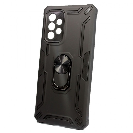 Capa Silicone Tpu Kickstand Heavy Duty Hibrid Samsung Galaxy A52 5G Preto Anel De Dedo Anti-Choque Capa Silicone Tpu Kickstand Heavy Duty Hibrid Samsung Galaxy A52 5G Preto Anel De Dedo Anti-Choque