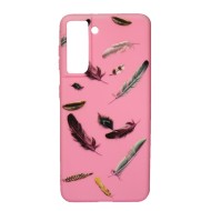 Silicone Back Case Gel Samsung Galaxy S30 / S21 Pink Feather
