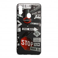 Silicone Cover Shining Gel Case Samsung Galaxy A20s Desenho Road Signs