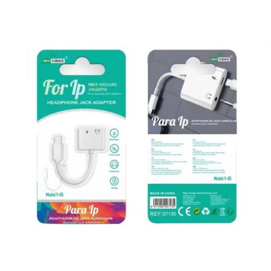 Lightning To Headphone Jack Adapter New Science Y-05 White 3.5mm And Lightning Lightning To Headphone Jack Adapter New Science Y-05 White 3.5mm And Lightning